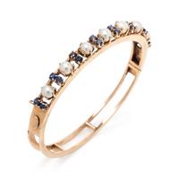 CULTURED PEARL AND SAPPHIRE BANGLE BRACELET