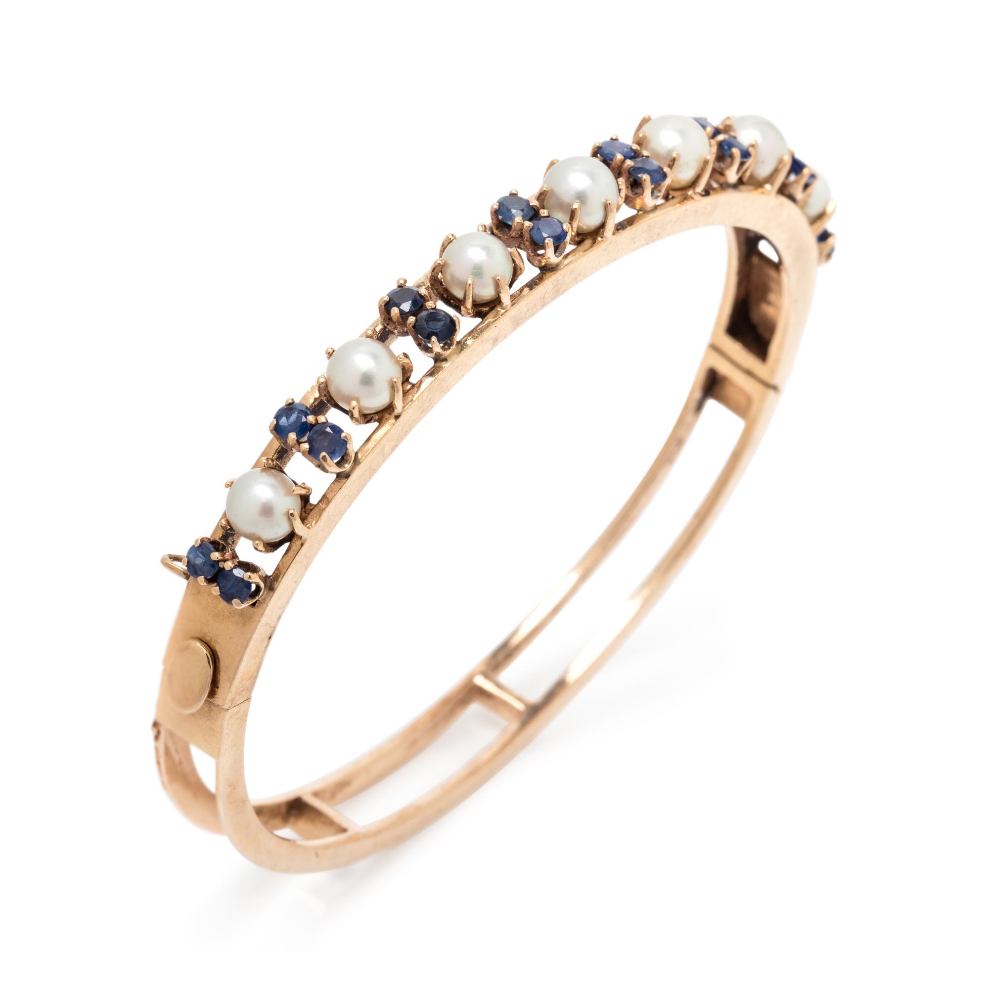 CULTURED PEARL AND SAPPHIRE BANGLE BRACELET