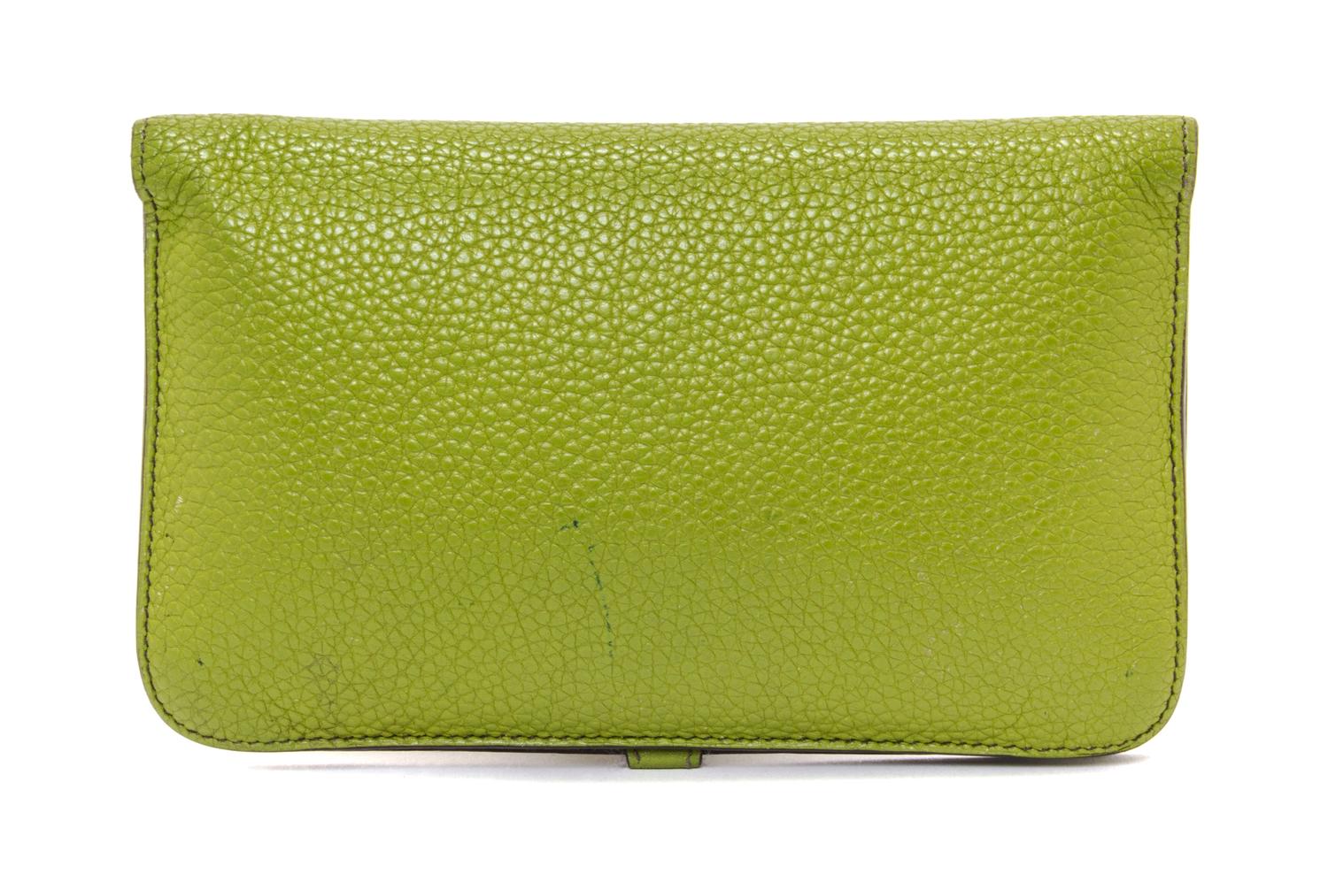 An Hermes Vert Anis Togo Dogon Duo Wallet, 4.9" x 7.9".