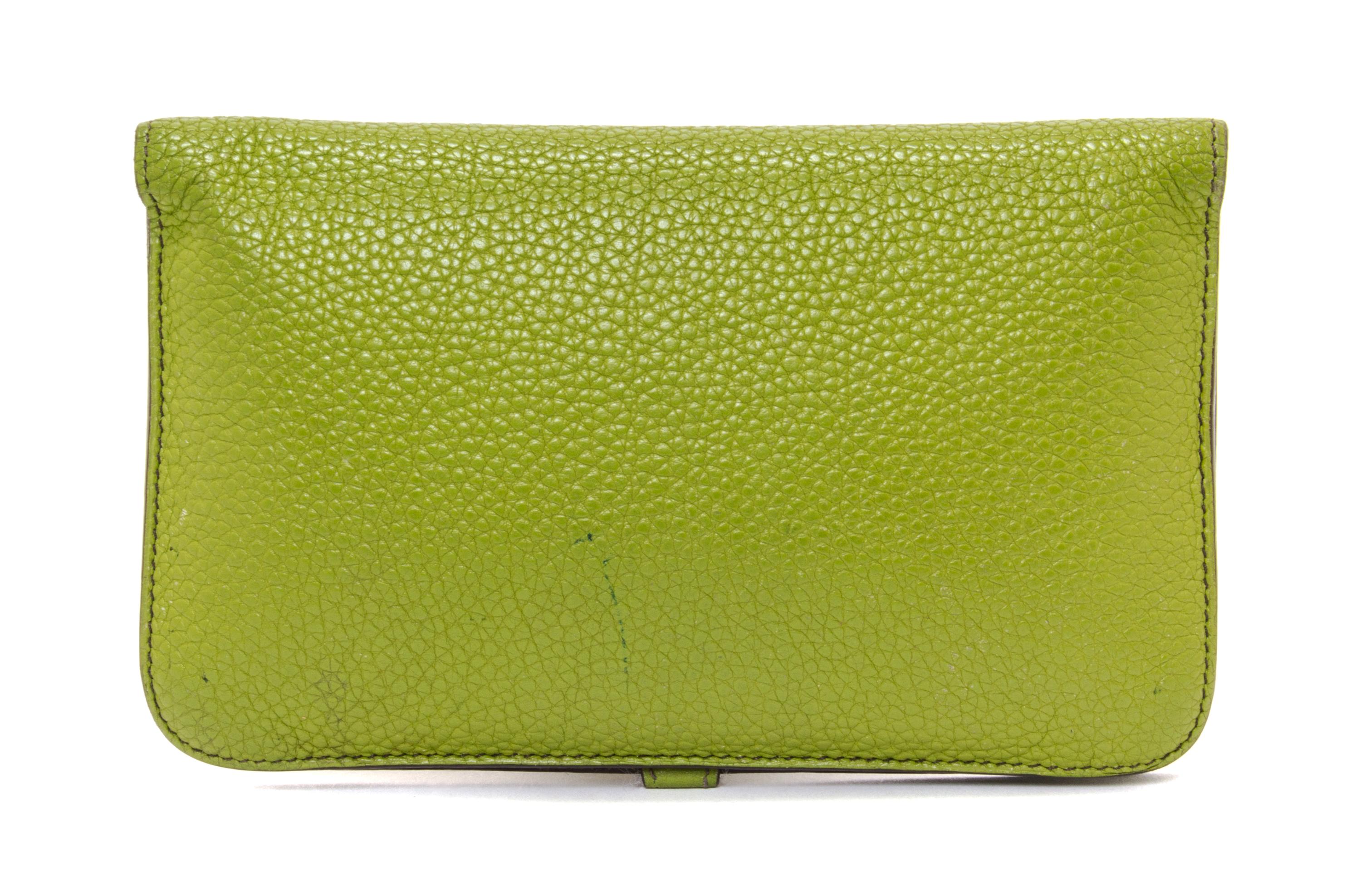 An Hermes Vert Anis Togo Dogon Duo Wallet, 4.9" x 7.9".