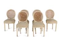 A Set of Six Louis XVI Style White-Painted Dining Chairs