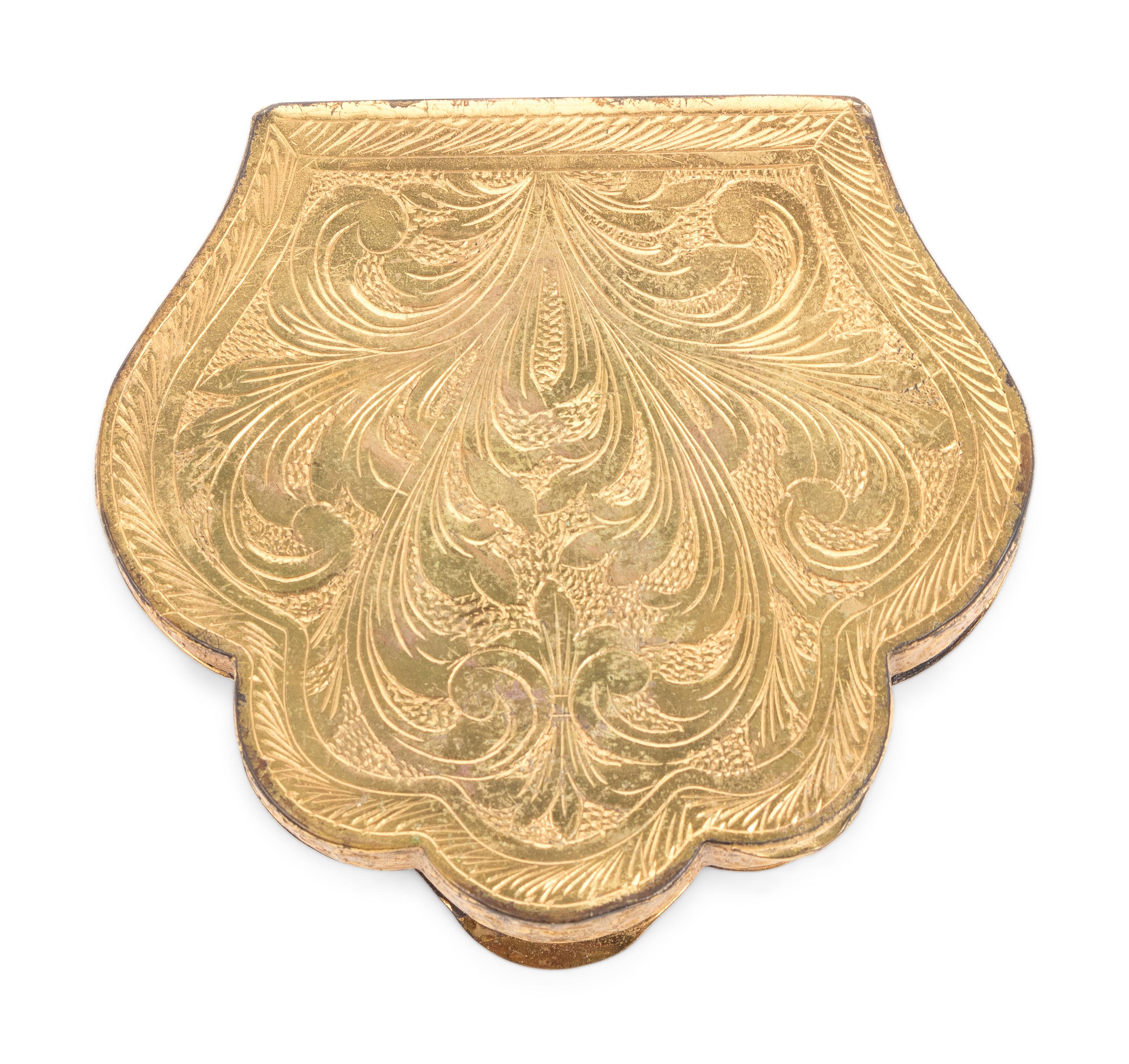 A Continental Gilt Metal and Faux Malachite Compact