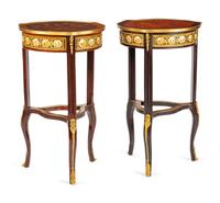 A Pair of Louis XV Style Gilt Metal Mounted Tables