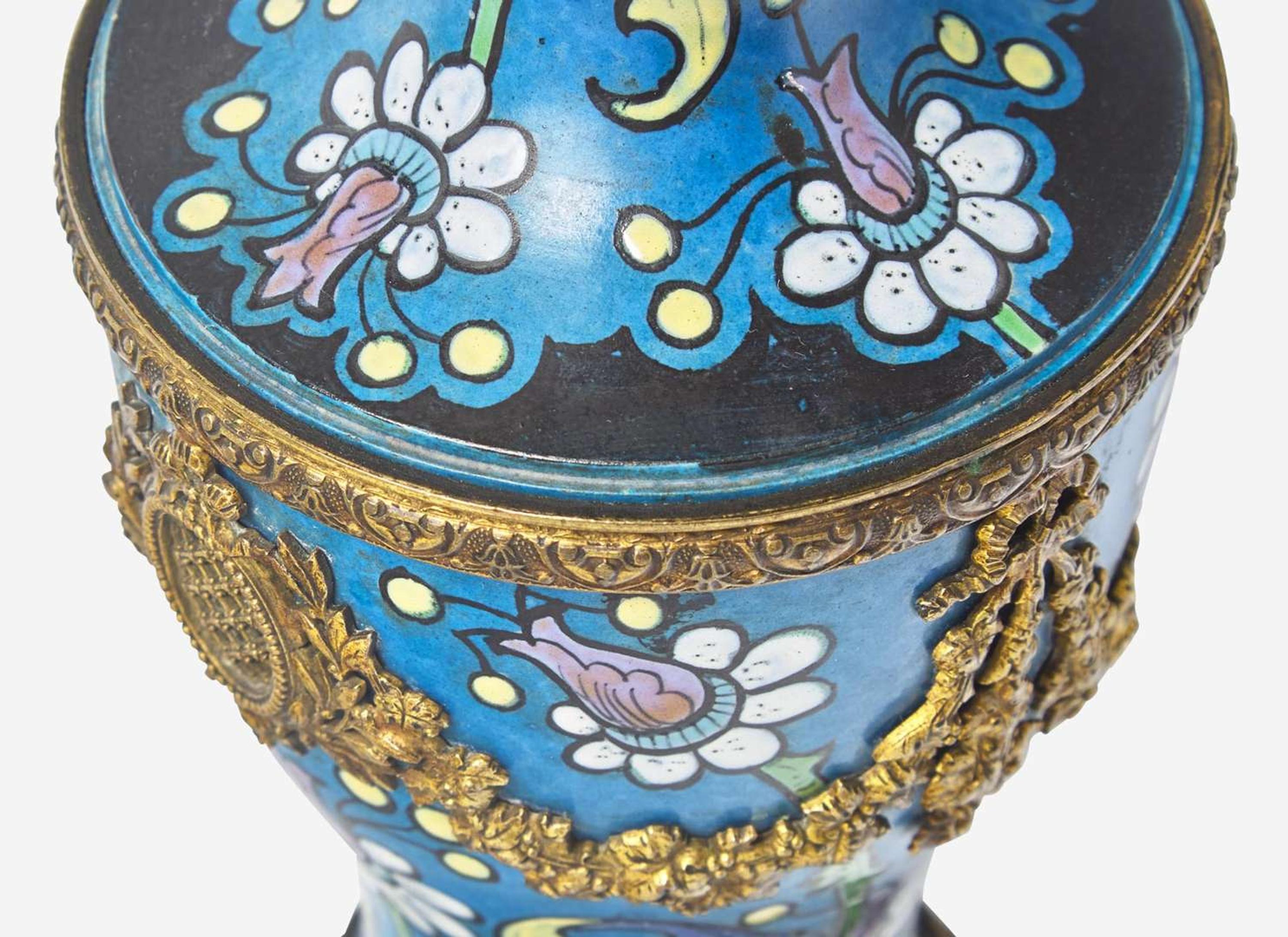An Ormolu-Mounted Wedgwood Enameled Stoneware Vase, UK, circa 1900