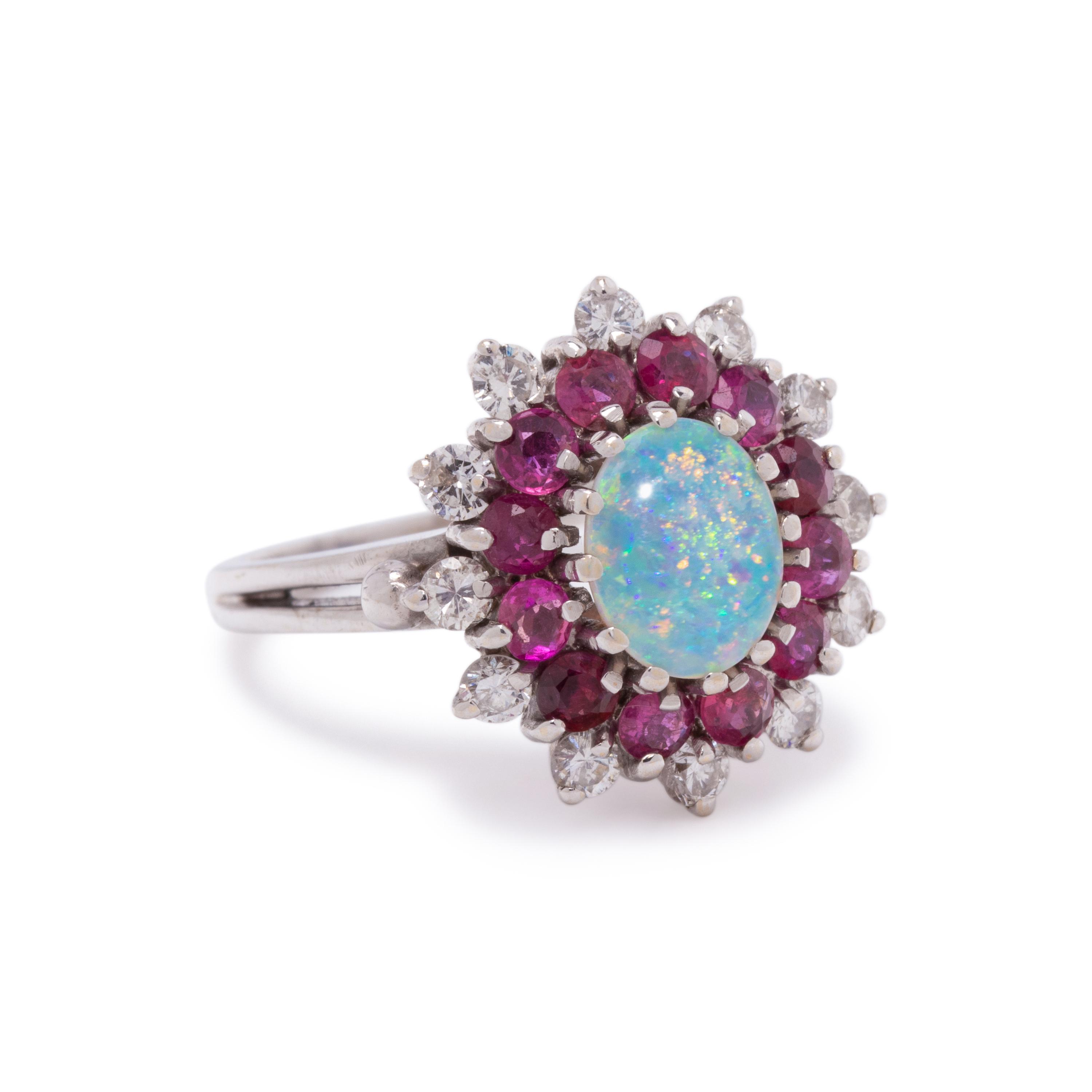 OPAL, RUBY AND DIAMOND RING