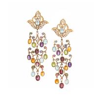 Multigem, Diamond, and Yellow Gold Chandelier Earrings