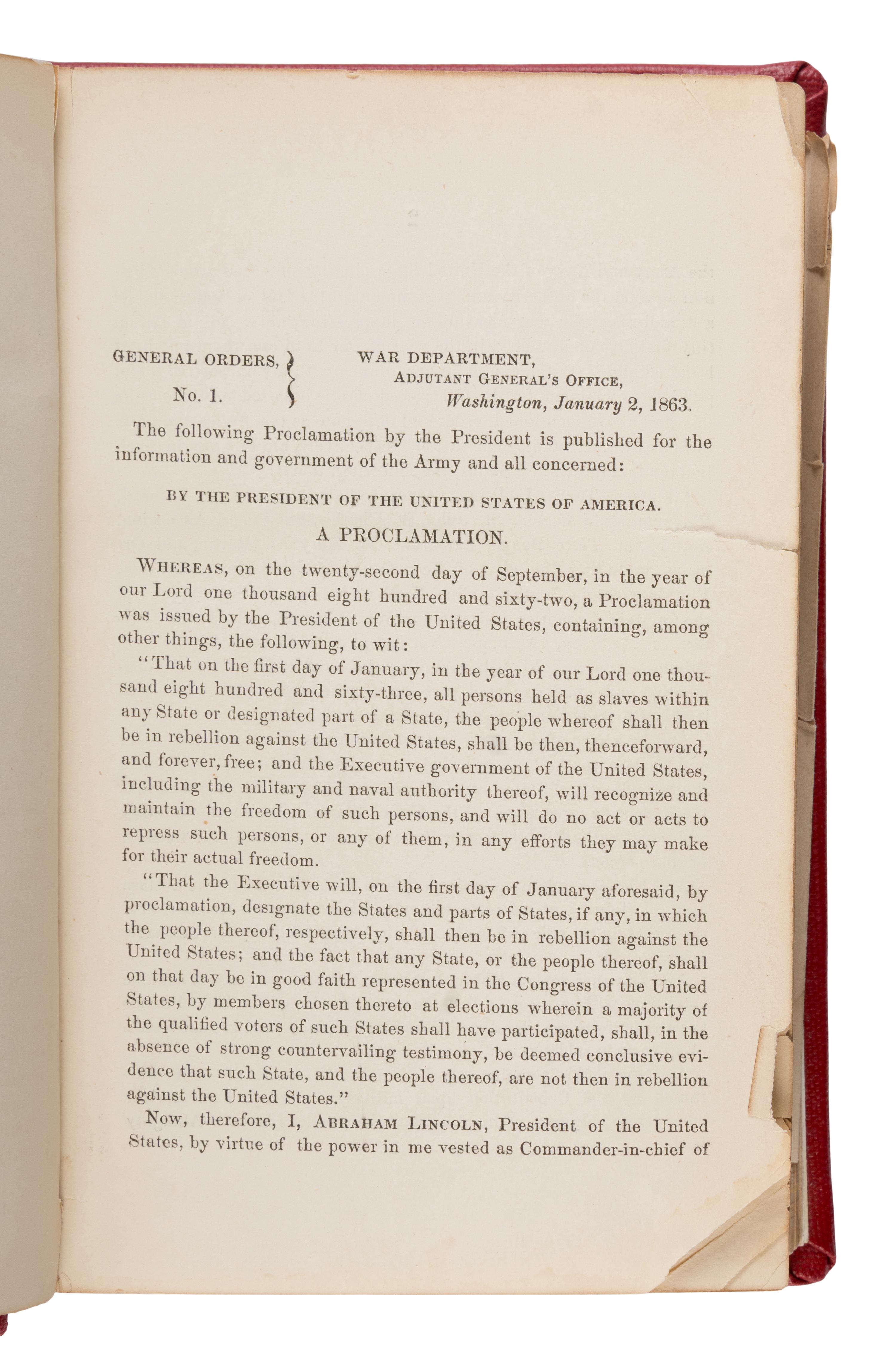 [Lincoln, Abraham (1809-1865), et al.]. A nearly complete run of over 1,000 General Orders from the War Department Adjutant General's Office during the Civil War years. Washington, D.C., [Government Printing Office], 1861-1865.