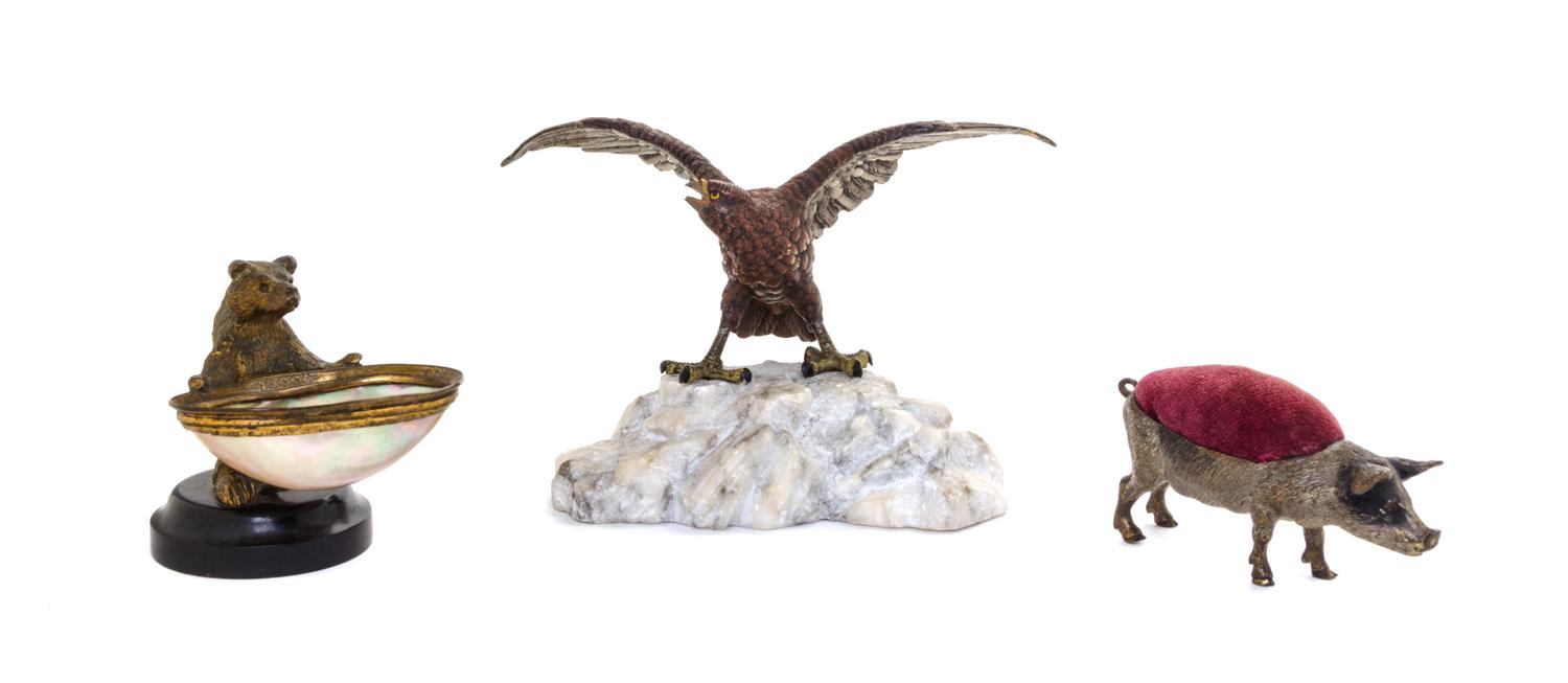 Three Continental Bronze Animalier Figures Width of first 7 inches. — 19TH/20TH CENTURY
