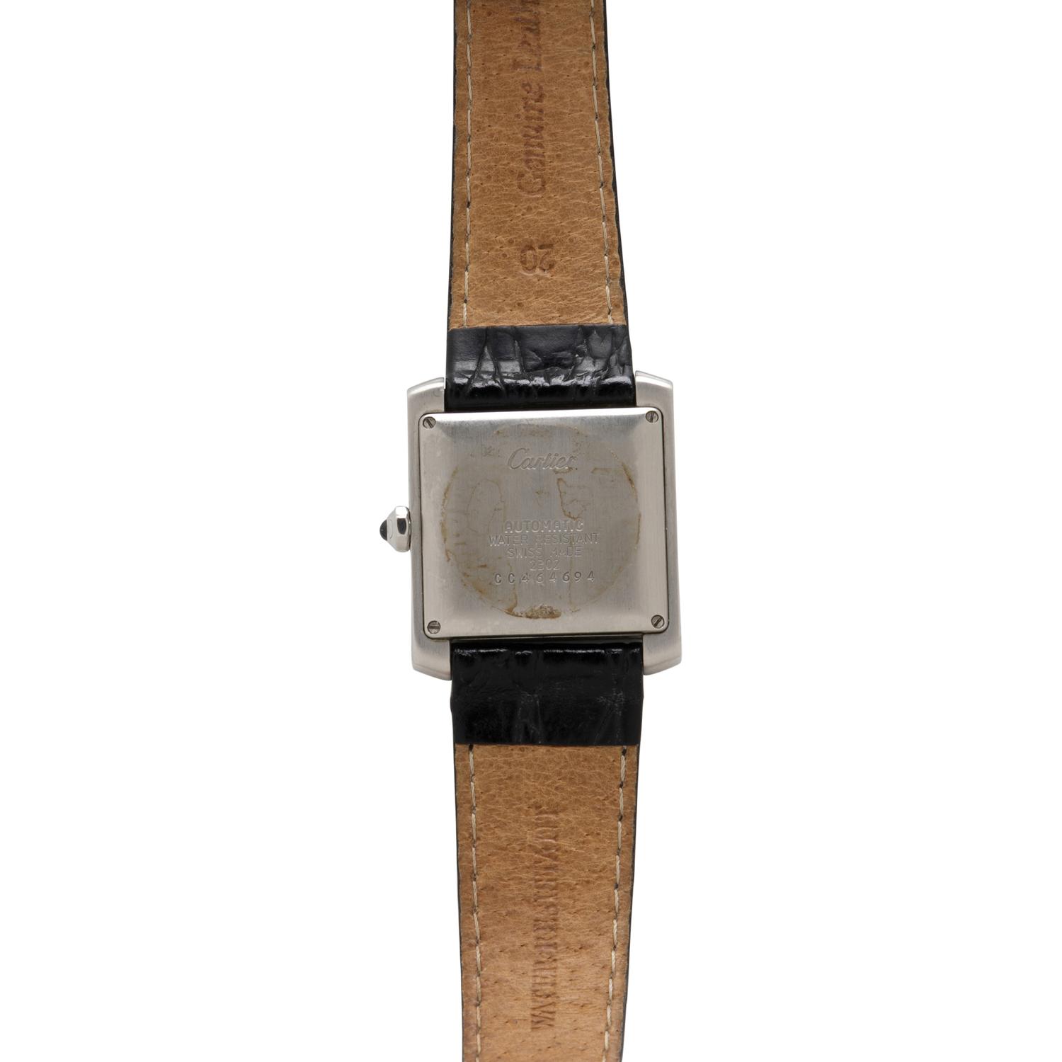 CARTIER, REF. 2302 STAINLESS STEEL 'TANK FRANÇAISE' DATE WATCH