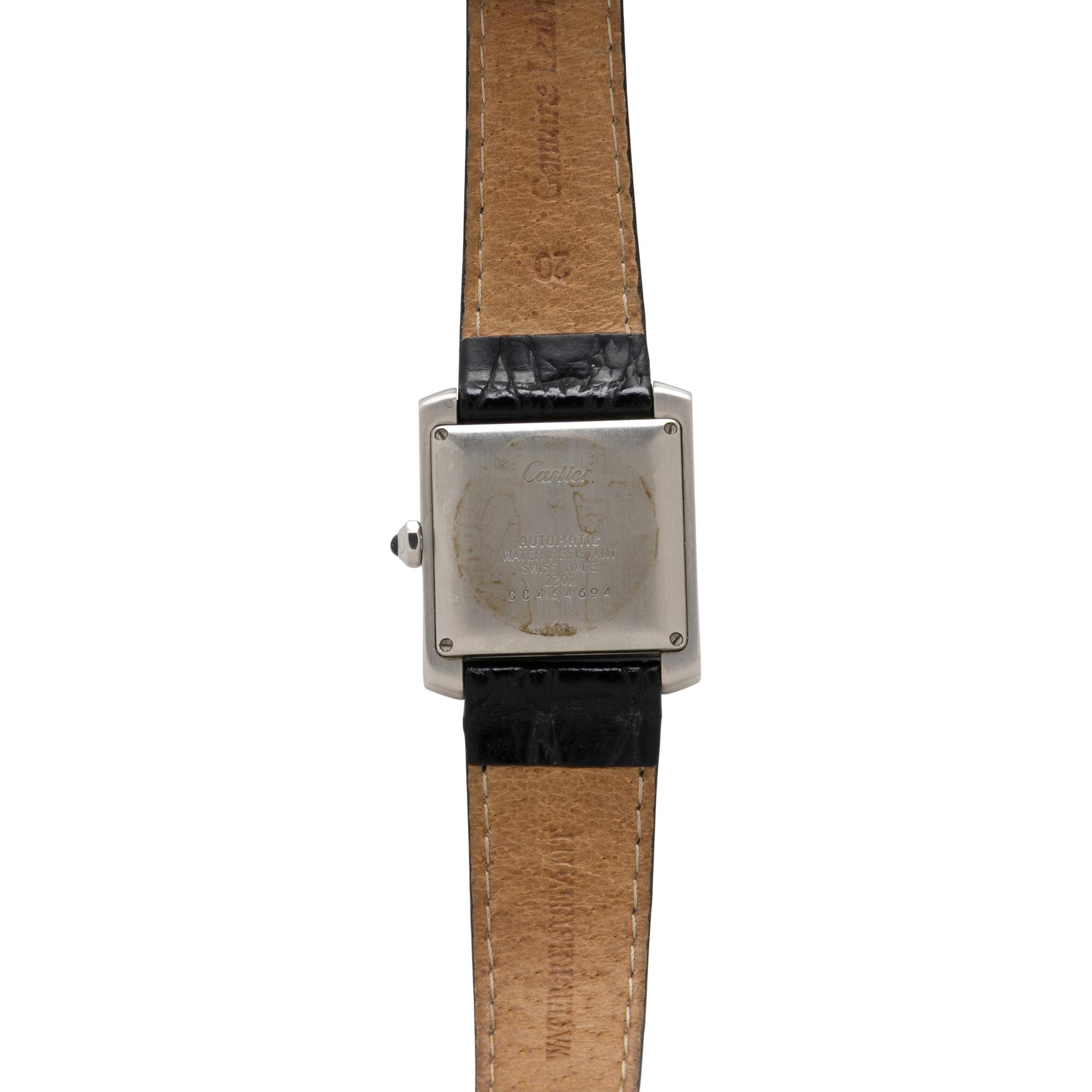 CARTIER, REF. 2302 STAINLESS STEEL 'TANK FRANÇAISE' DATE WATCH