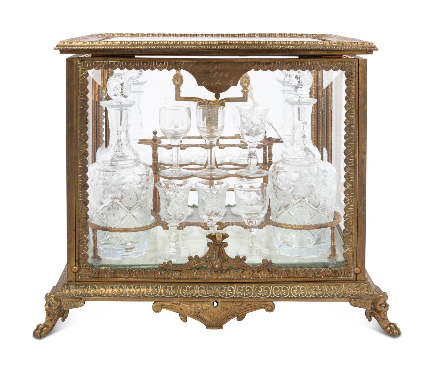 A French Gilt Bronze and Glass Cave à Liqueur