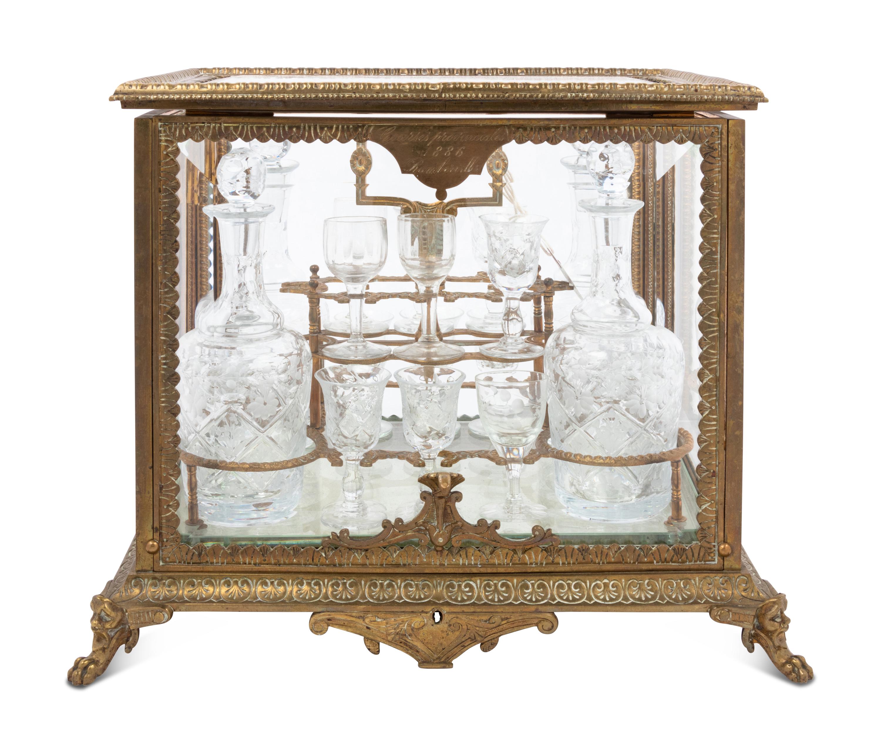 A French Gilt Bronze and Glass Cave à Liqueur