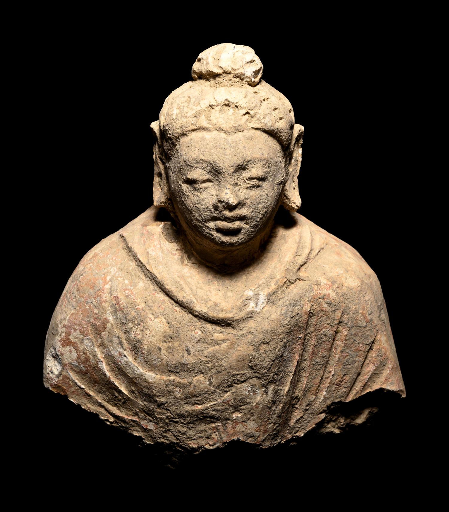 Four Gandharan Fragmentary Stucco Heads and One Bust