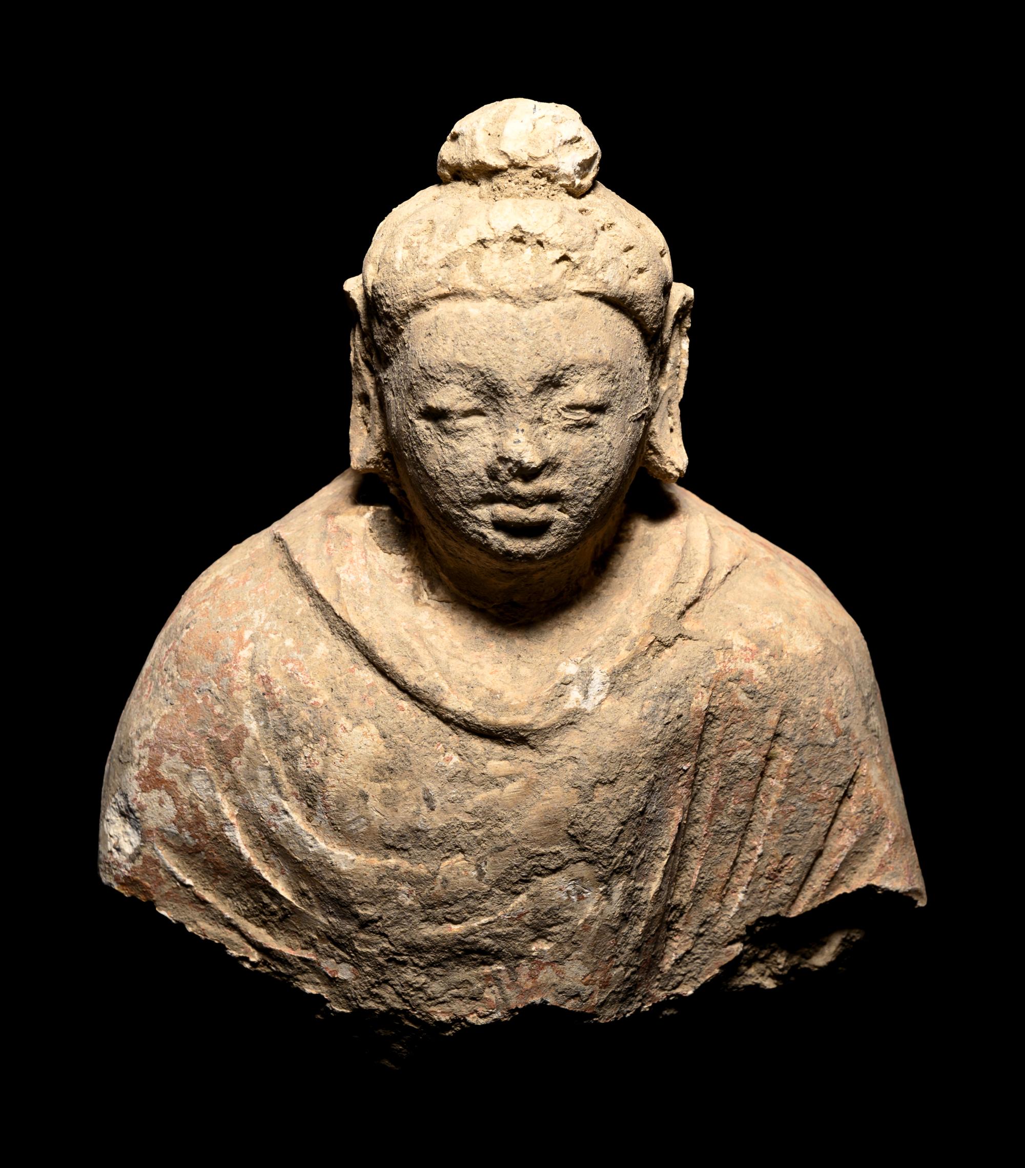 Four Gandharan Fragmentary Stucco Heads and One Bust