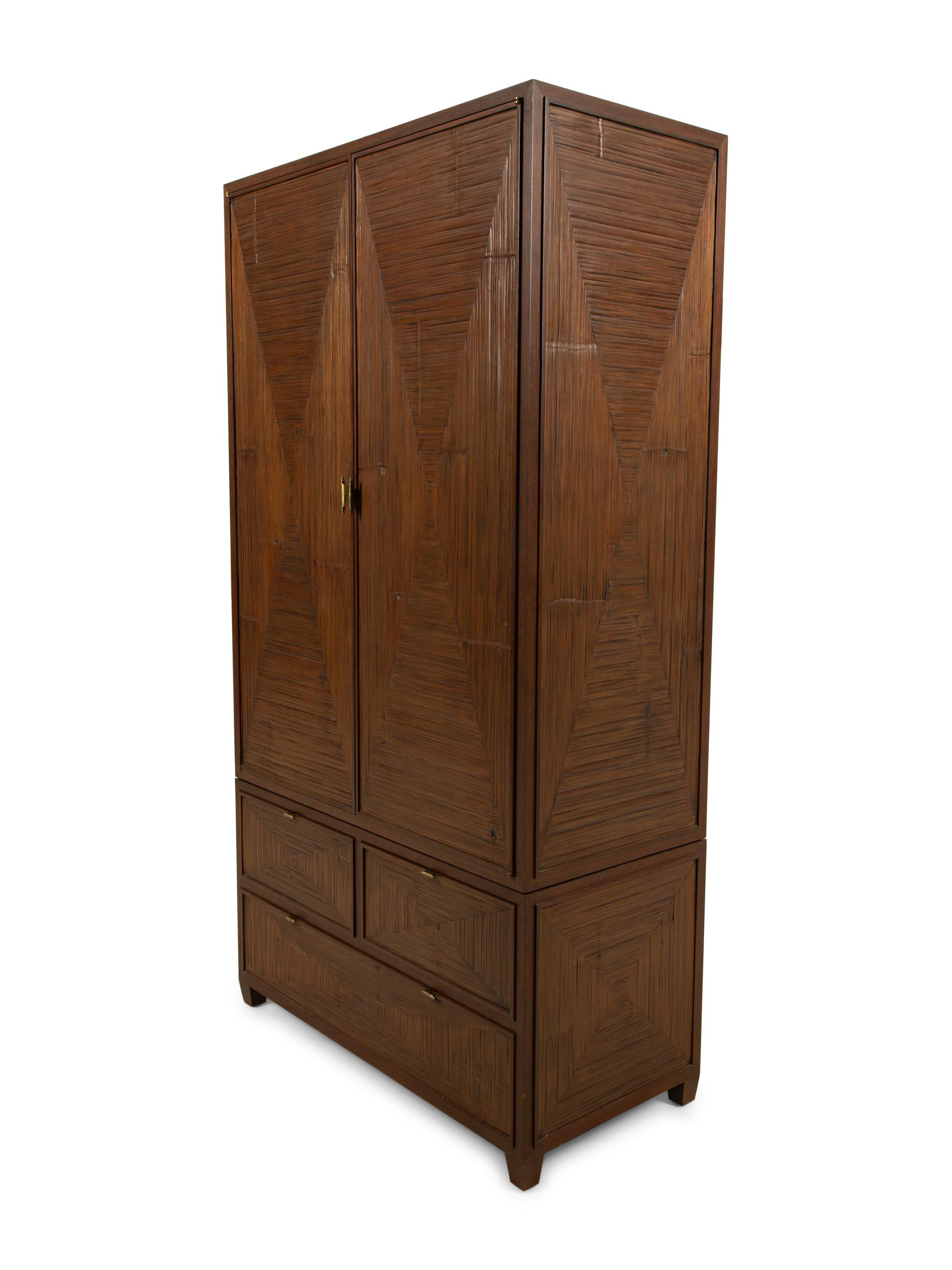 A McGuire Faux-Bamboo Armoire