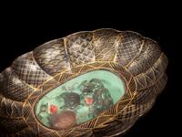 A Japanese Black and Gold Lacquer 'Turtle' Stem Dish