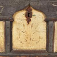 A painted and decorated architectural blanket chest Lancaster, Pennsylvania, dated "1774"