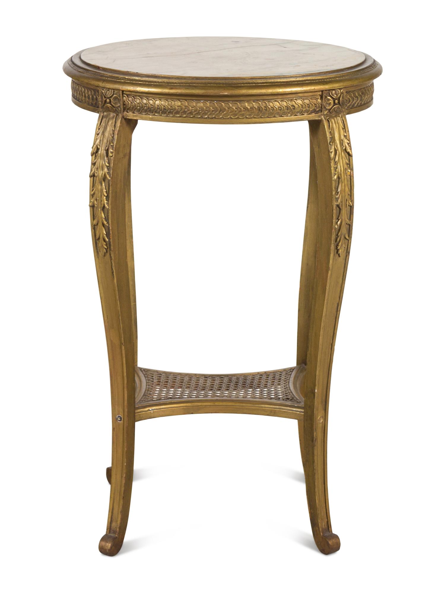 A Louis XV Style Giltwood Marble-Top Side Table
