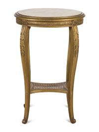 A Louis XV Style Giltwood Marble-Top Side Table
