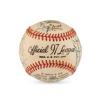 A 1947 Boston Red Sox Team Signed Autograph Baseball Featuring Ted Williams and Multiple Hall of Famers (PSA Letter of Authenticity),