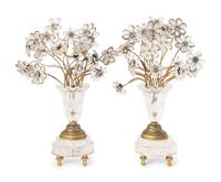 A Pair of Rock Crystal and Gilt Bronze Flowering Vases