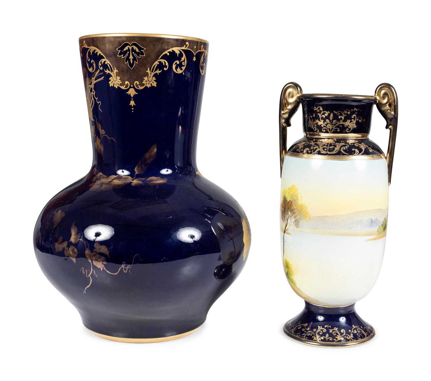 A Wm. Guerin & Co. Limoges Vase and Nippon Landscape Vase