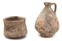 Two Ancient Pottery Bowls Height 4 3/4 x diameter 6 inches.