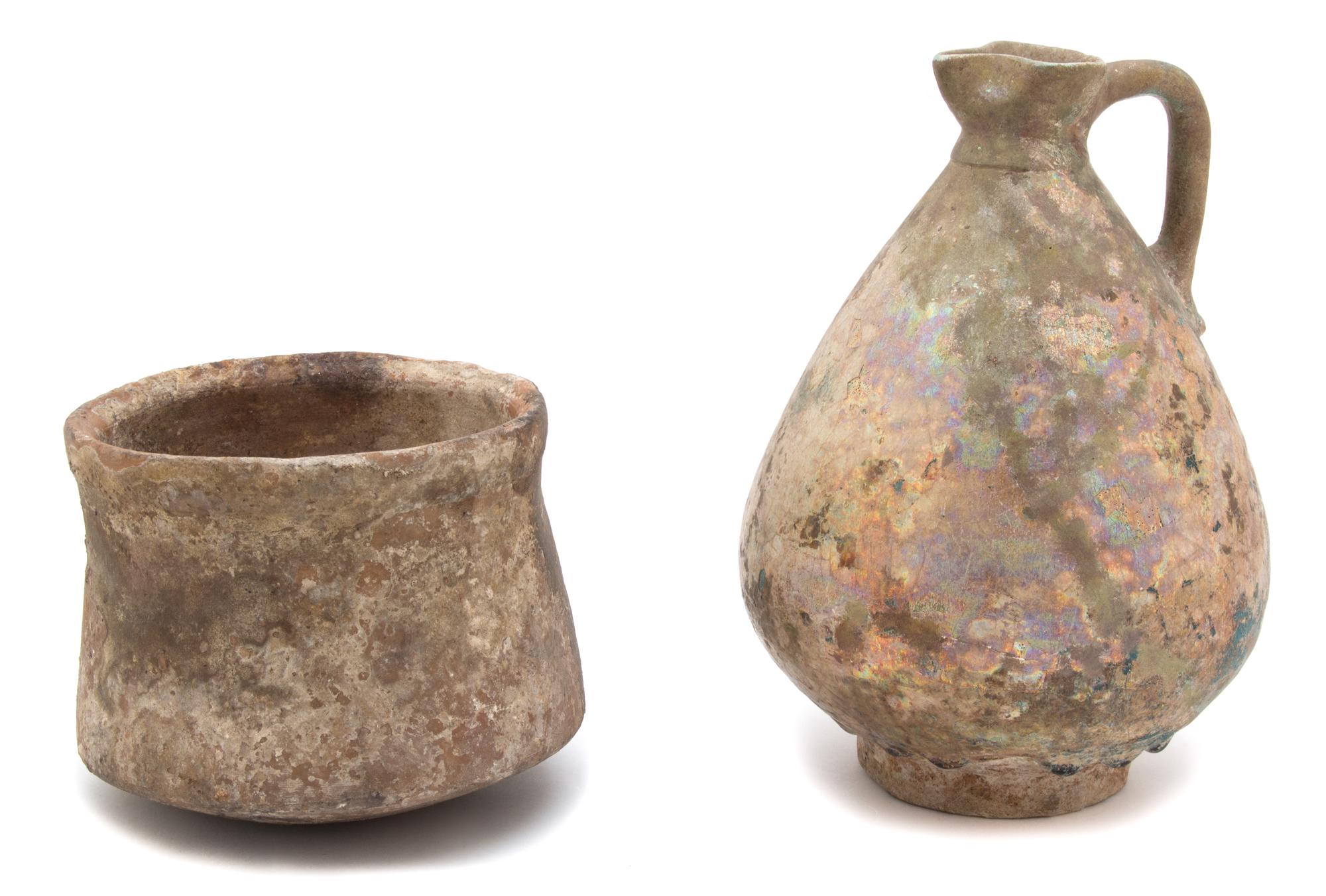 Two Ancient Pottery Bowls Height 4 3/4 x diameter 6 inches.