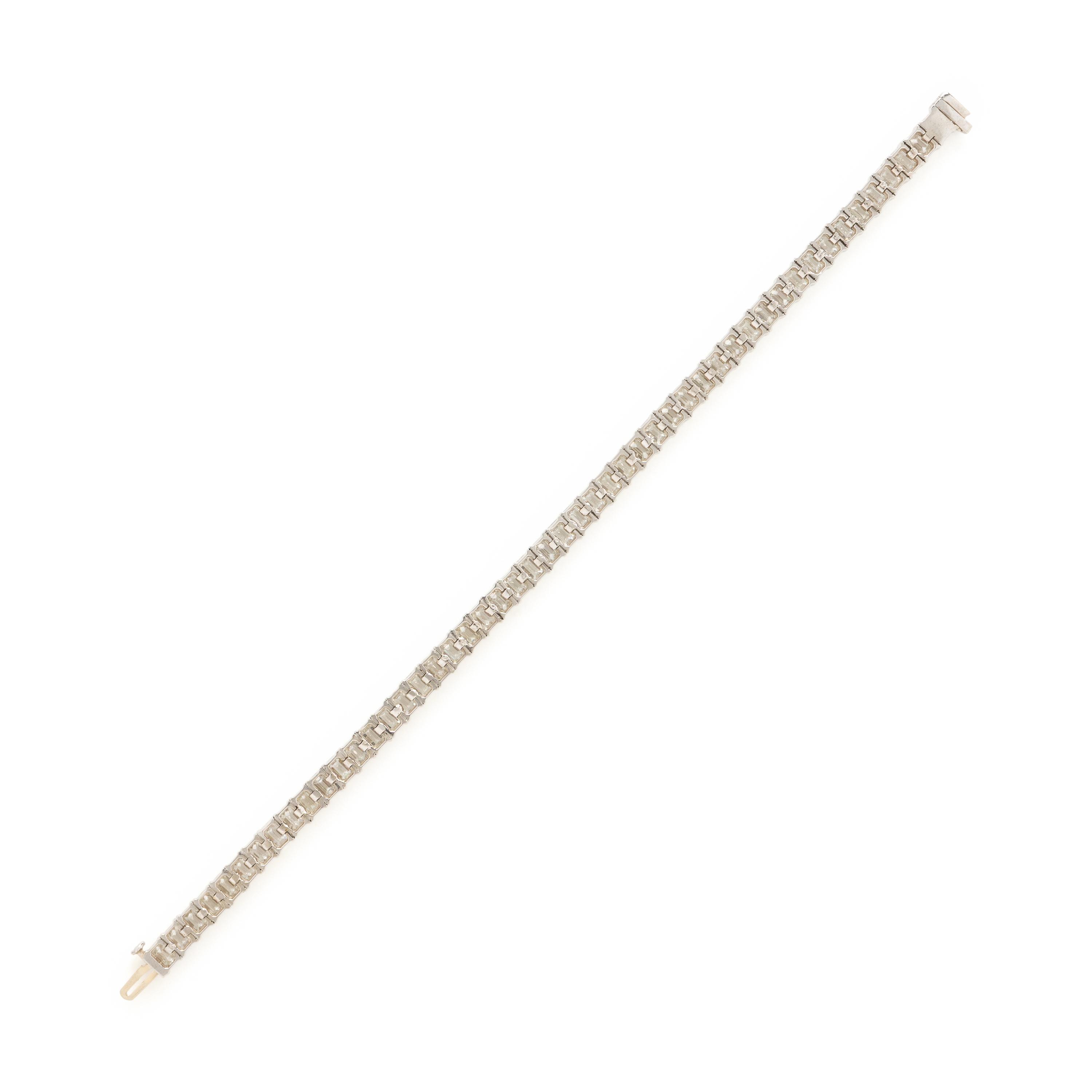 Diamond and White Gold Line Bracelet