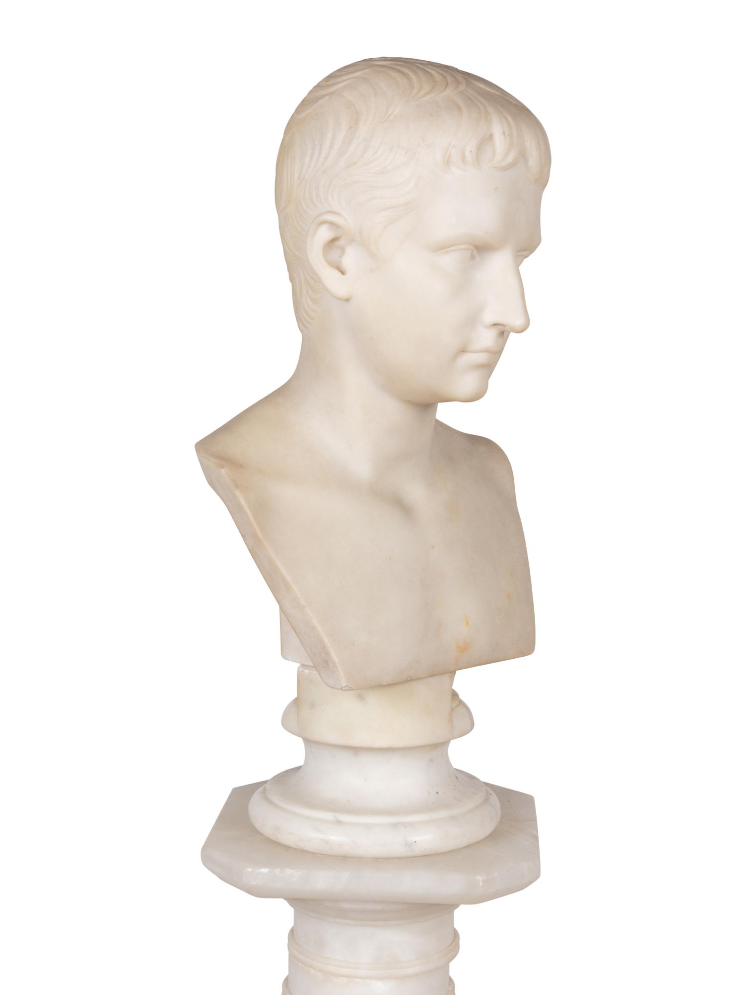 A Grand Tour Marble Bust of Young Octavian