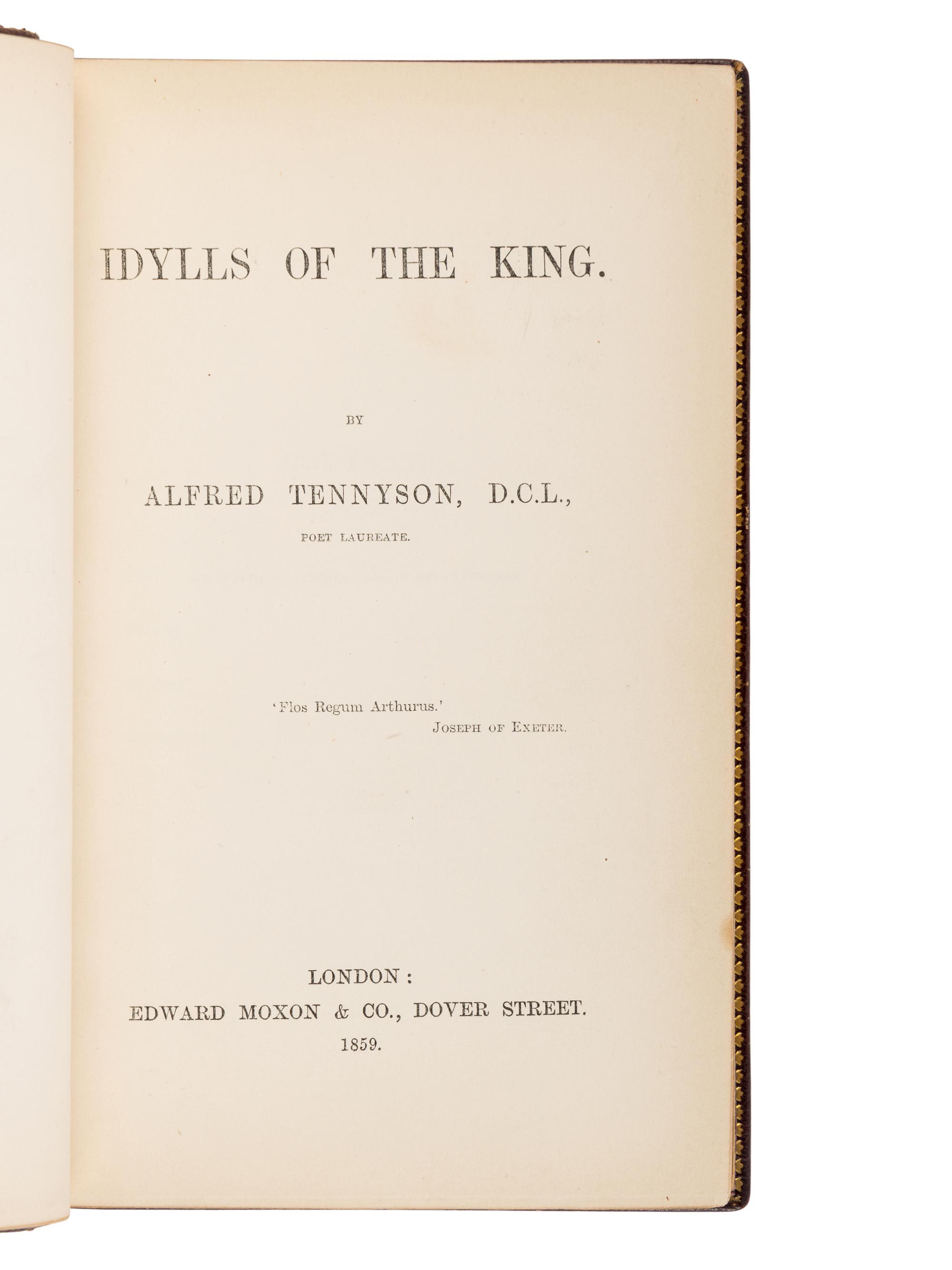 TENNYSON, Alfred, Lord (1809-1892). Idylls of the King . London: Edward Moxon & Co., 1859.