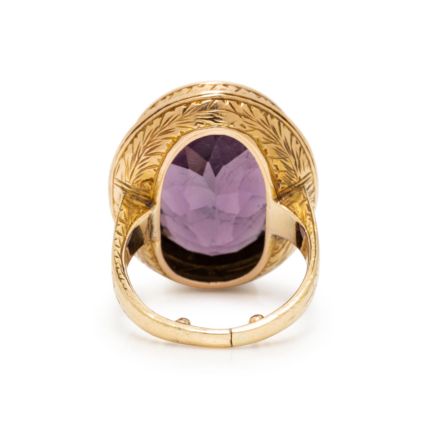 AMETHYST AND ENAMEL RING