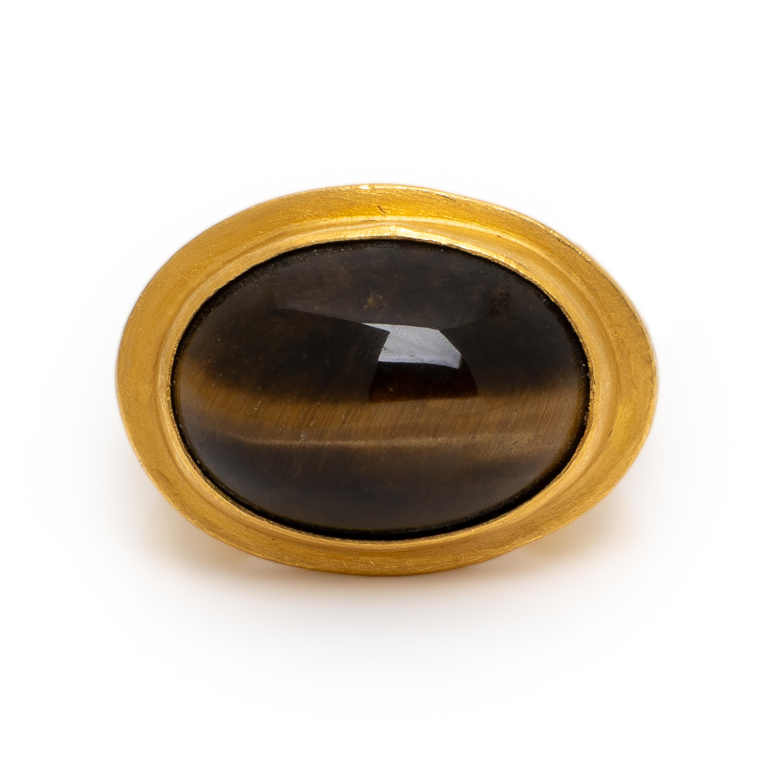Yossi Harari, Tiger's Eye Quartz and Yellow Gold Ring