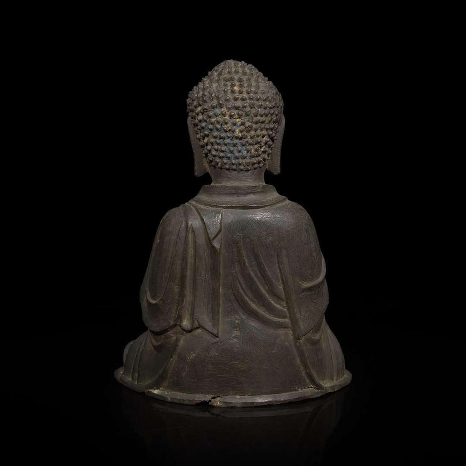 A Chinese bronze figure of a seated Buddha 銅佛造像一件 Ming dynasty ?