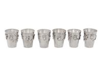 A Set of Six Small Chinese Export Silver Cups