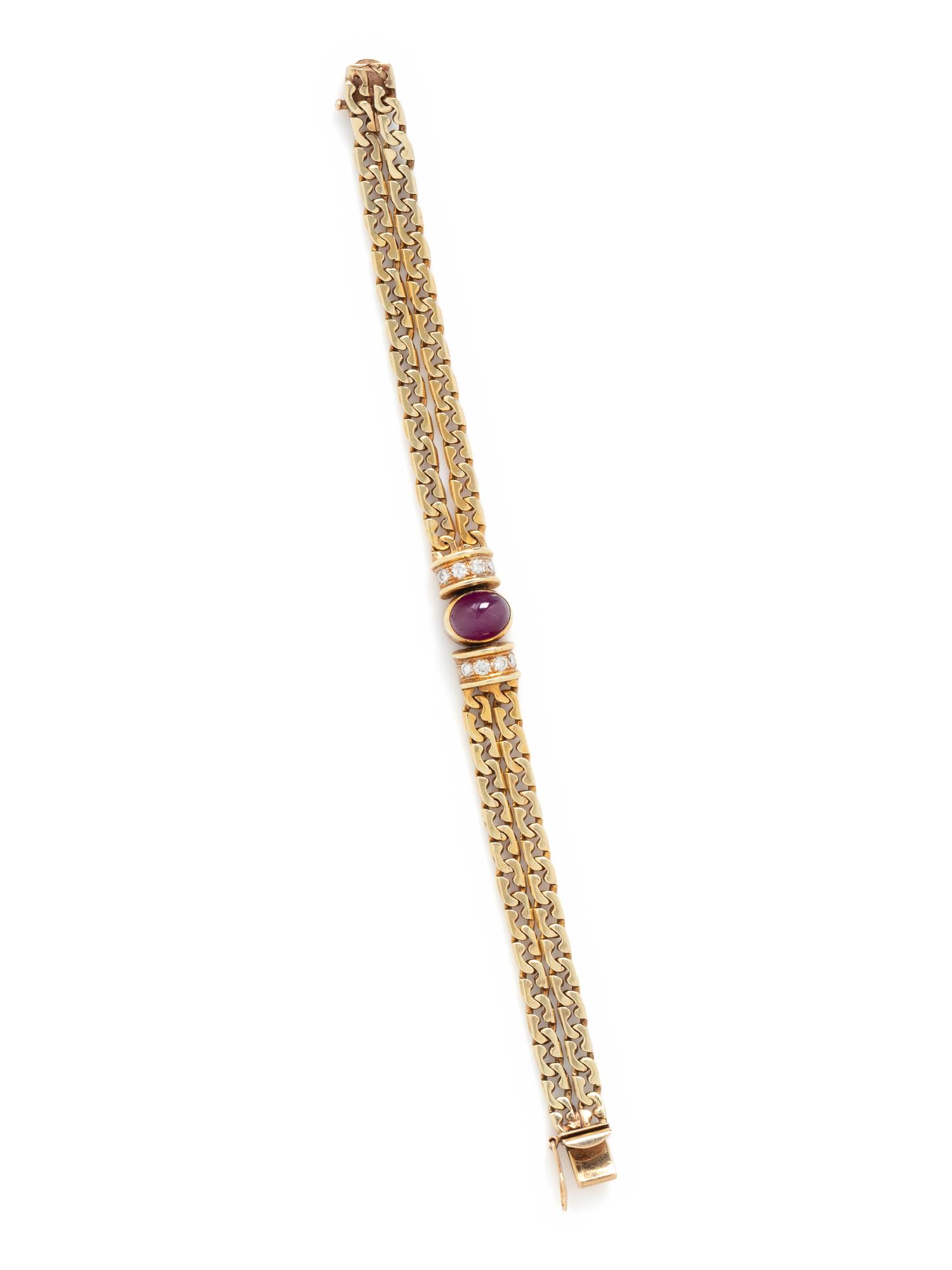 YELLOW GOLD, RUBY AND DIAMOND BRACELET
