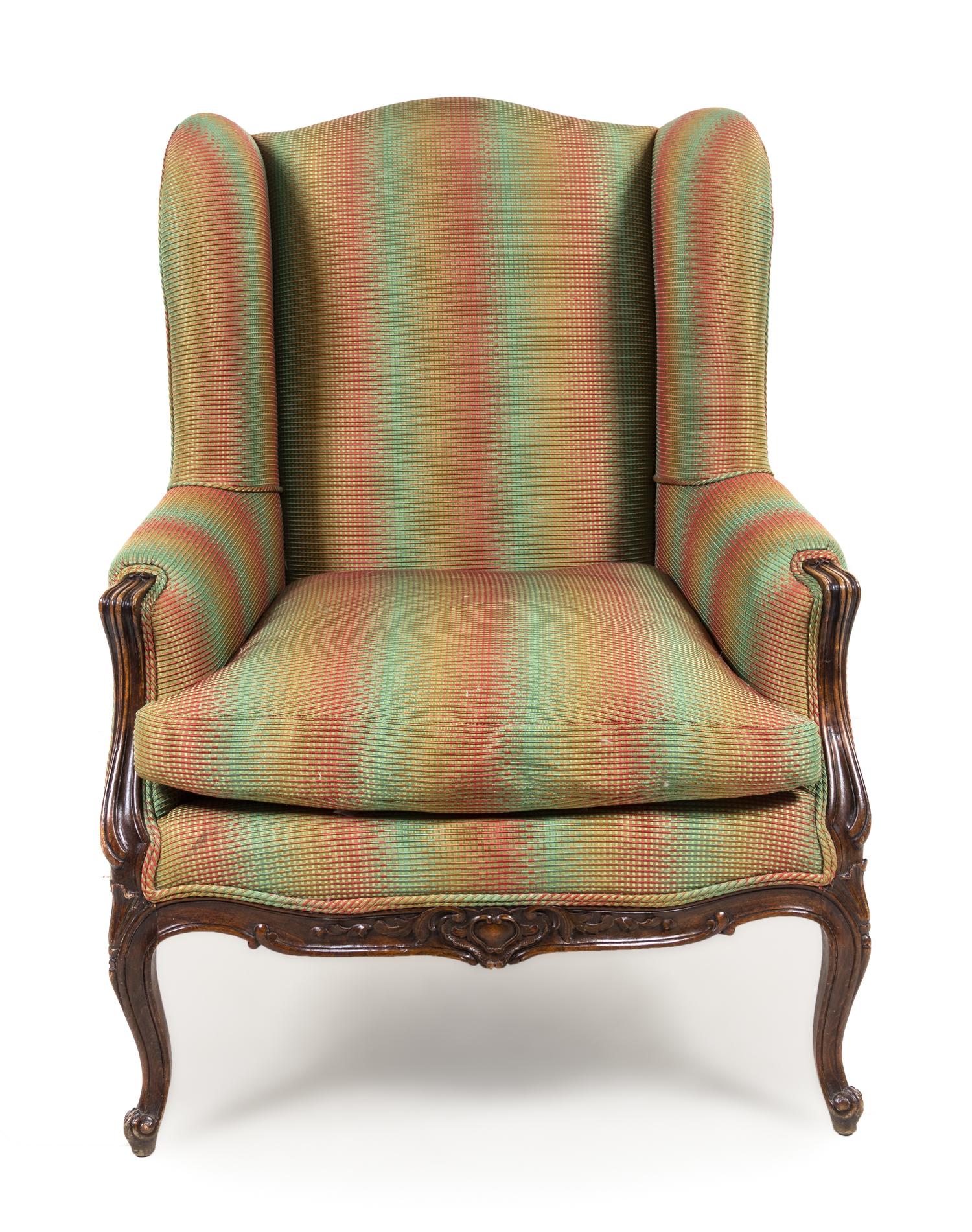 A Louis XV Style Walnut Bergere a Oreilles Height 42 inches. — 19TH CENTURY AND LATER