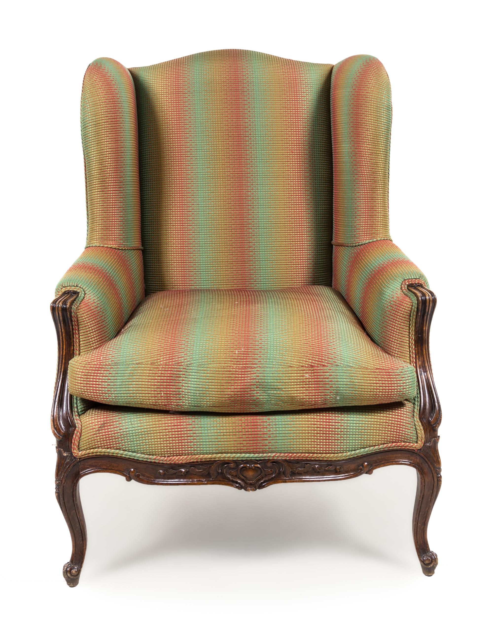 A Louis XV Style Walnut Bergere a Oreilles Height 42 inches. — 19TH CENTURY AND LATER