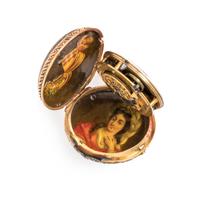 PORTRAIT ENAMEL HUNTER CASE POCKET WATCH