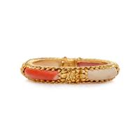 CORAL AND YELLOW GOLD BANGLE BRACELET