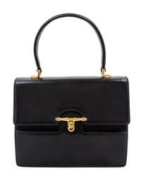 A Gucci Navy Leather Bag, 10 x 8 1/2 x 3 1/2 inches.