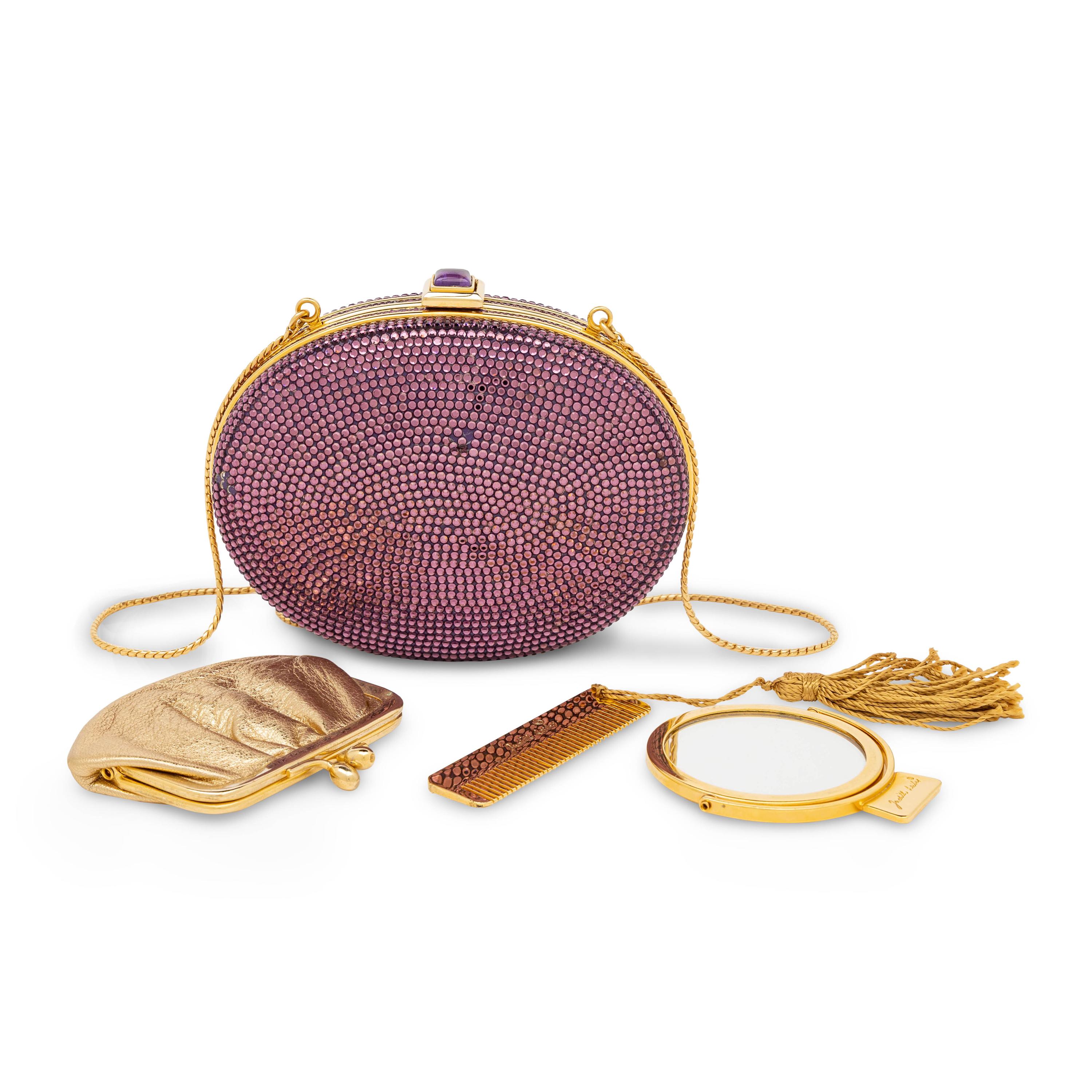 Judith Leiber, Purple Crystal-Embellished Minaudière