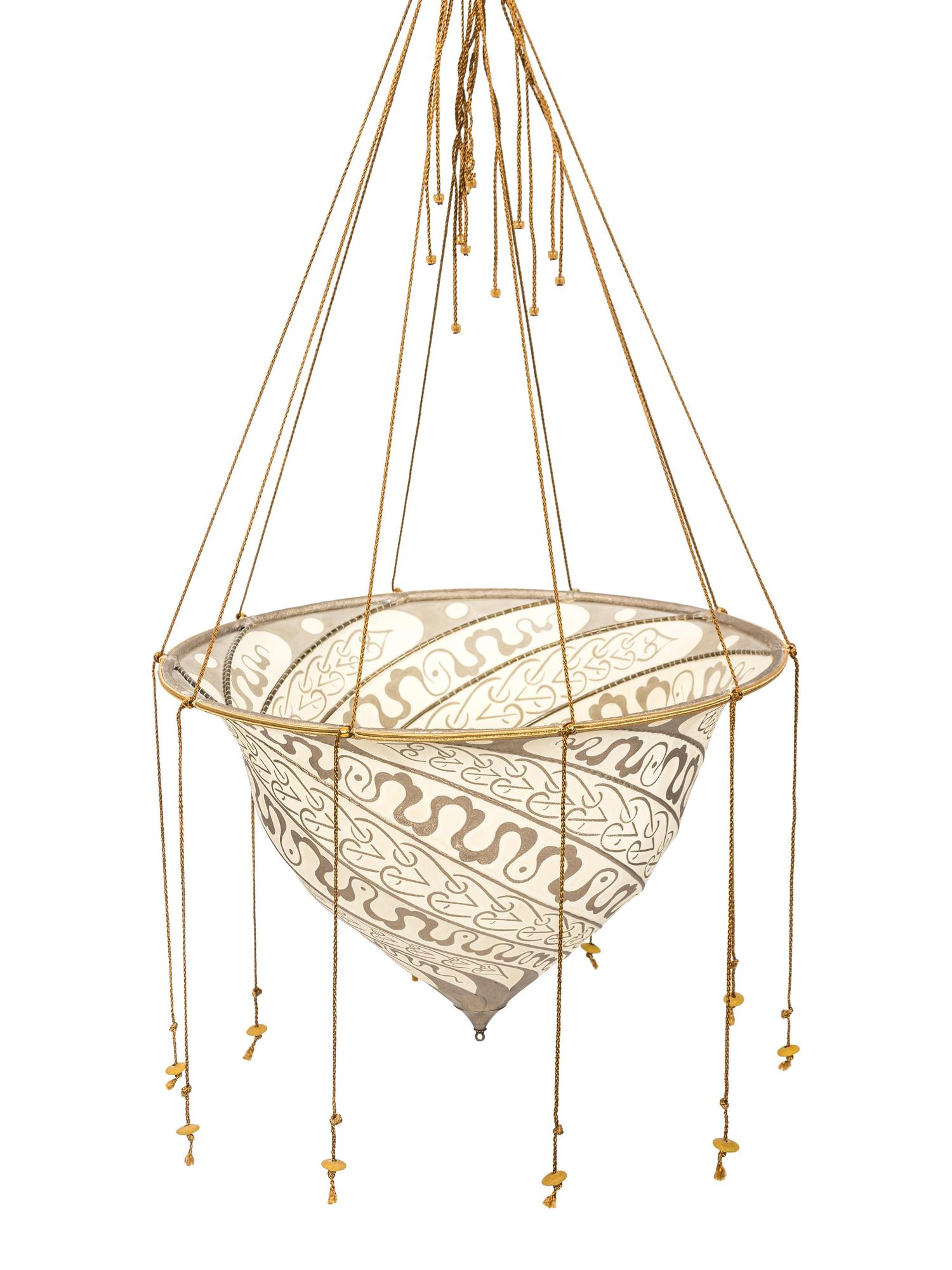 A Fortuny Silk Scudo Saraceno Chandelier — 20TH CENTURY
