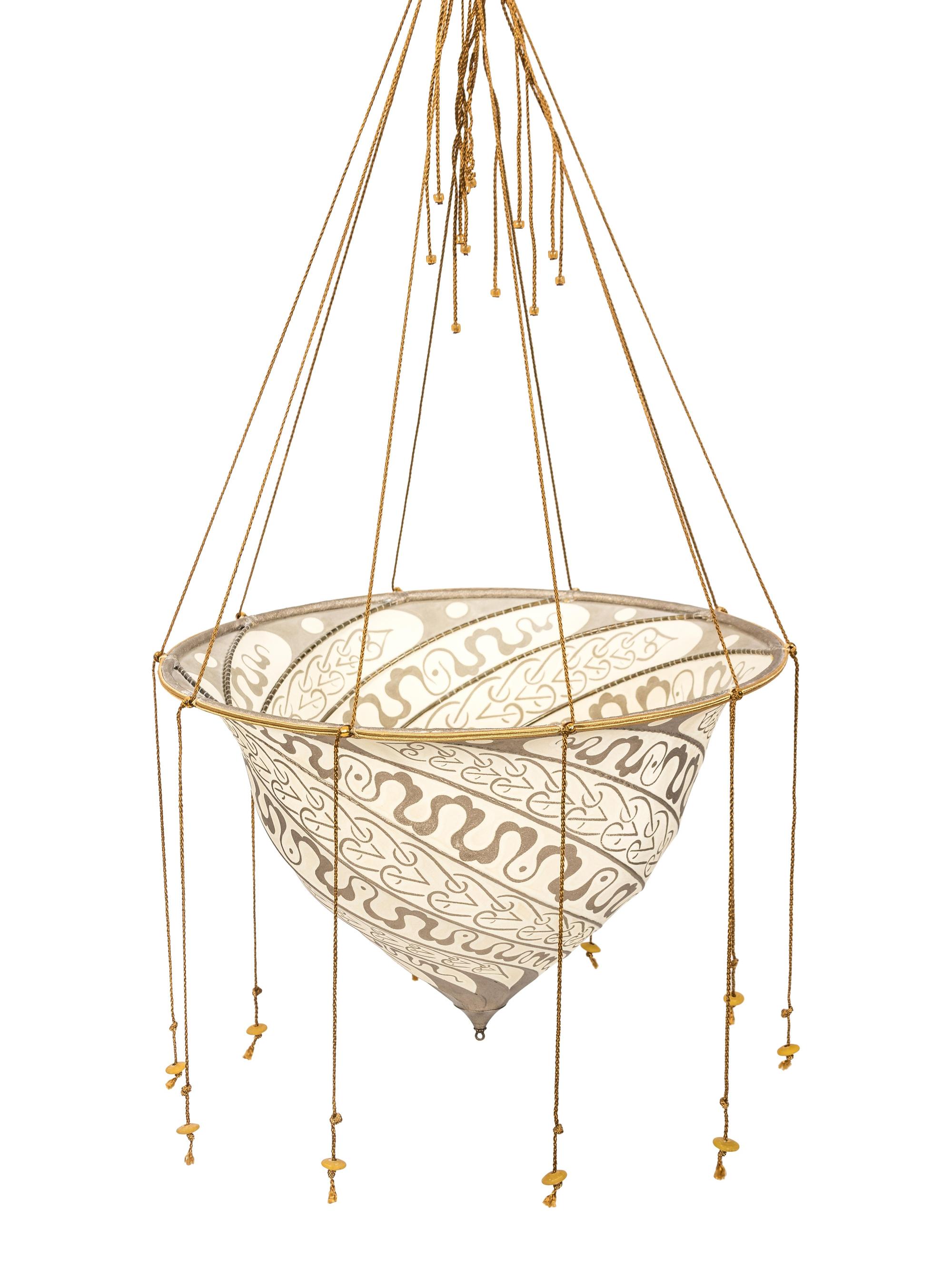 A Fortuny Silk Scudo Saraceno Chandelier — 20TH CENTURY