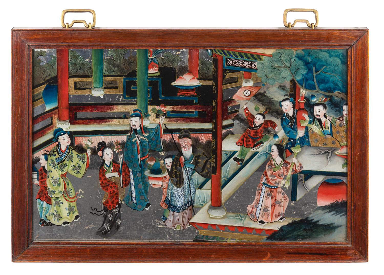 Two Chinese Export Reverse Glass Paintings
