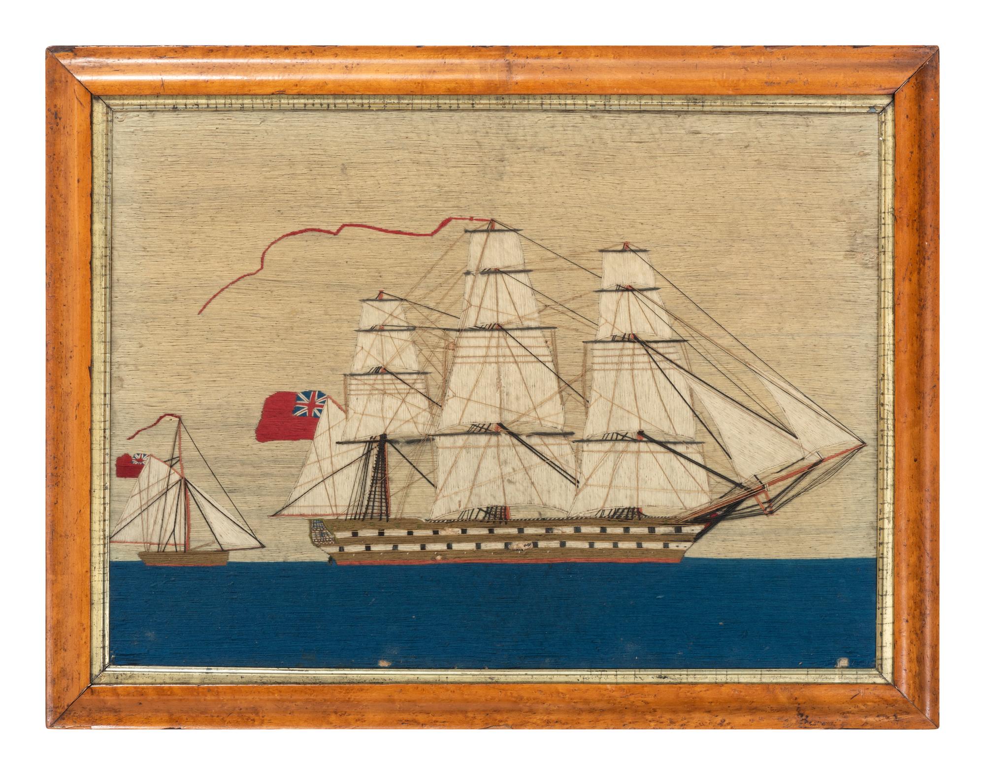Two English Sailor Woolwork Pictures