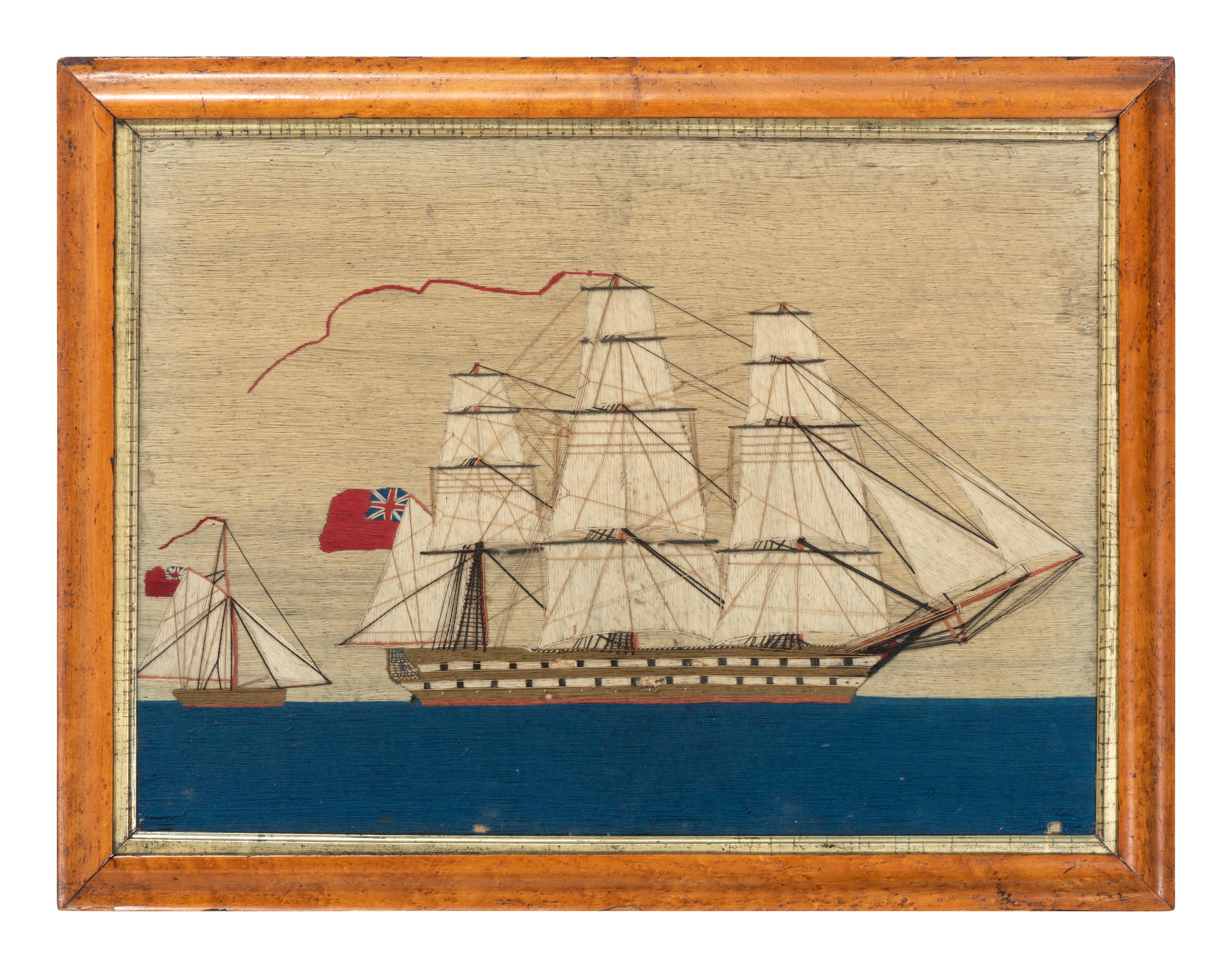 Two English Sailor Woolwork Pictures