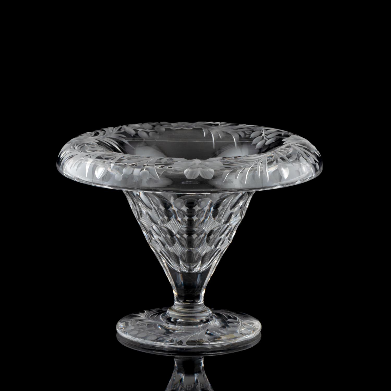 A Tuthill Intaglio-Cut Glass "Bishop's Hat" Bowl
