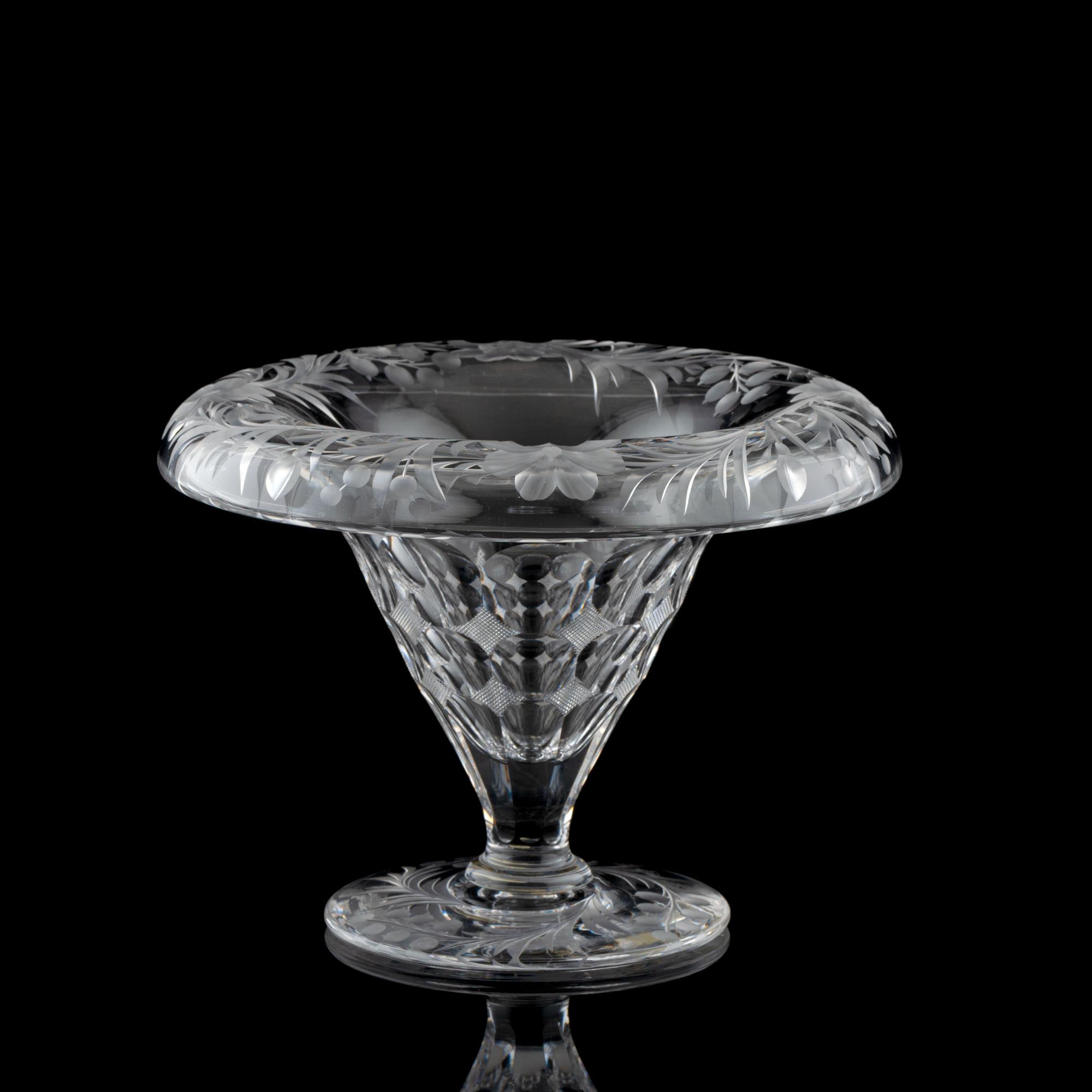 A Tuthill Intaglio-Cut Glass "Bishop's Hat" Bowl