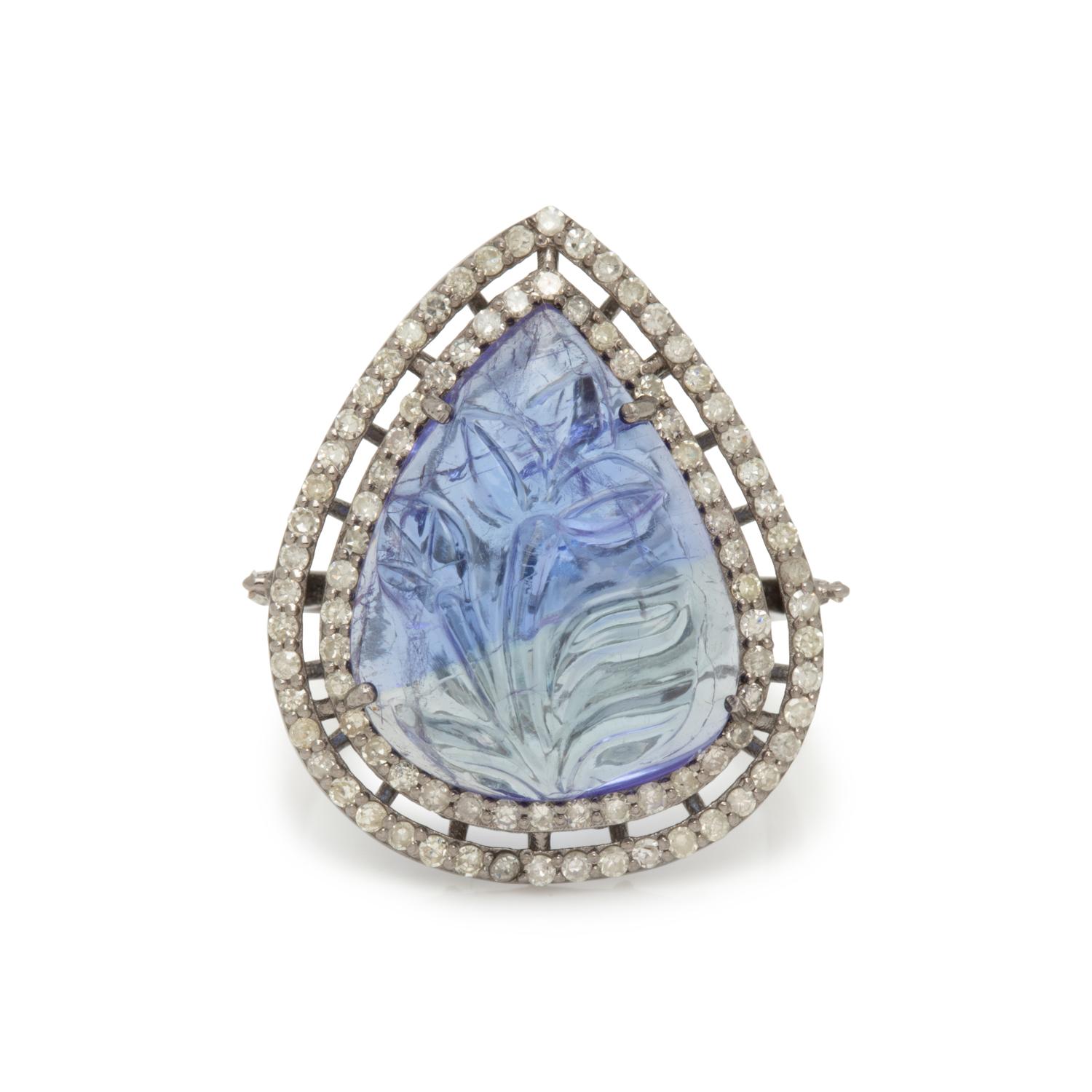 TANZANITE AND DIAMOND RING